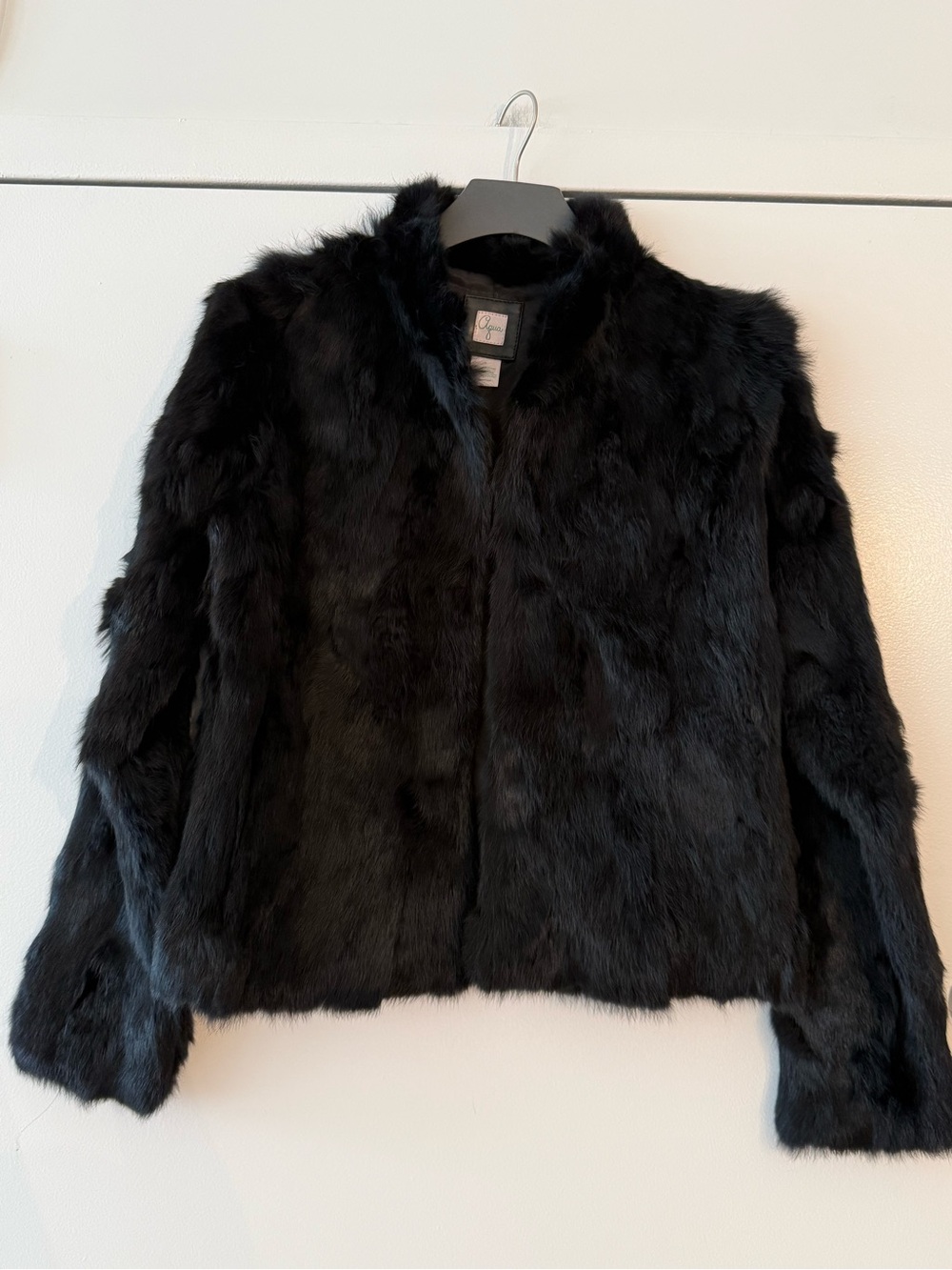 Aqua Black Rabbit Fur Jacket - Women
